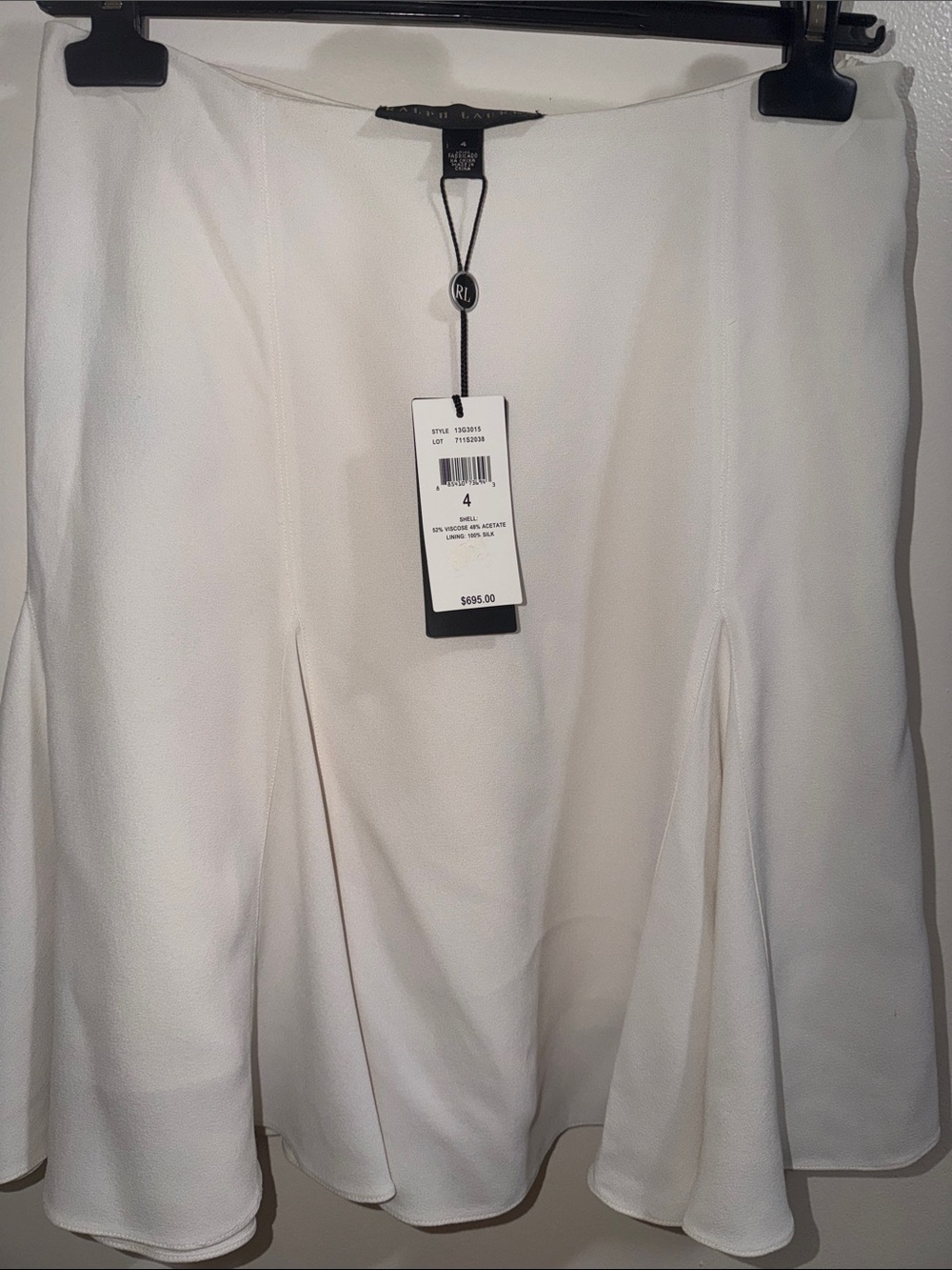 Black Label Ralph Lauren Cream Flared Skirt with Soft Pleats